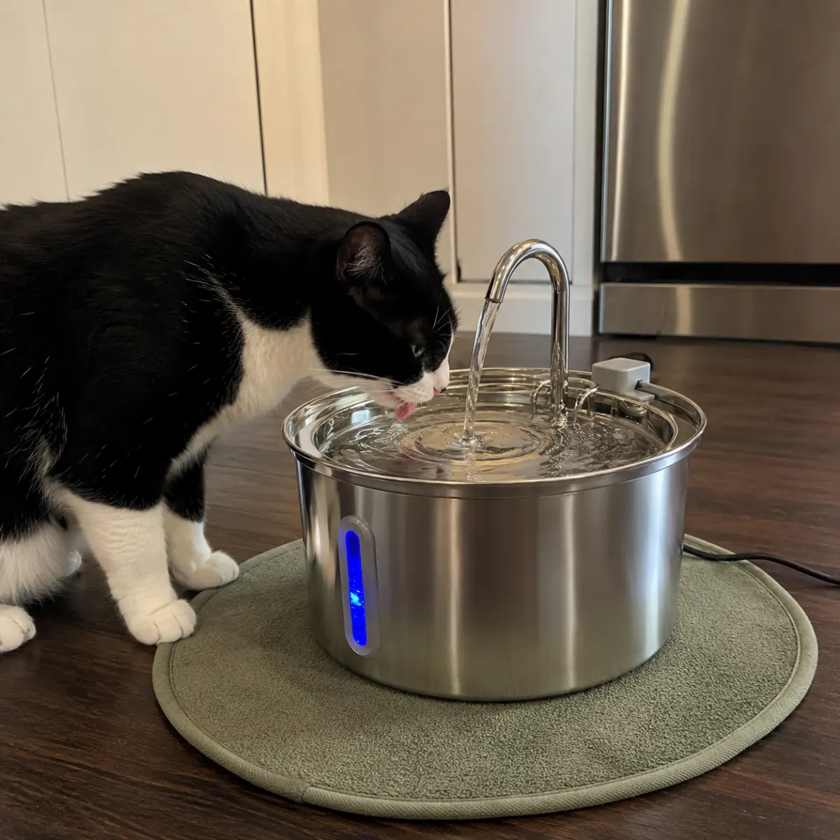 TOMXCUTE Katzenbrunnen Edelstahl 3,2 L mit Sichtfenster